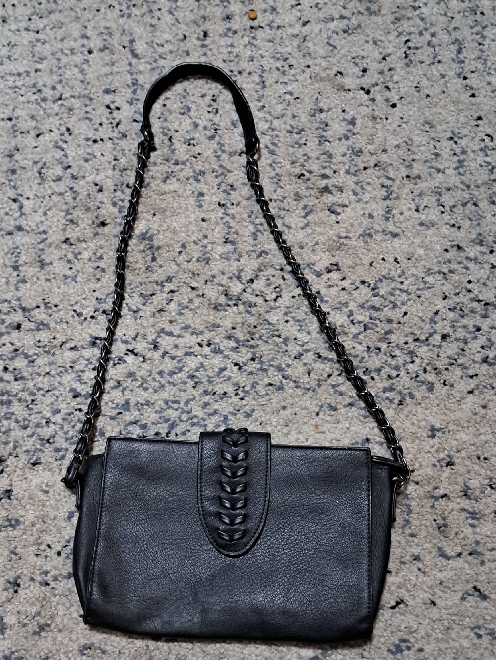 Classic Black Chain-strap Shoulder Bag with Braided Flap